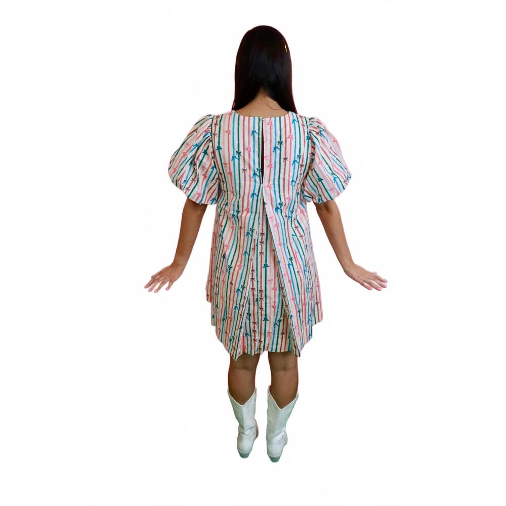 NEW ENTRO multi color bow print dress in multi - Picture 9 of 9
